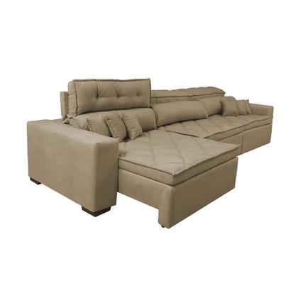 Imagem de Sofá Austin 3,22m Retrátil, Reclinável com Molas no Assento e Almofadas, Tecido Suede Castor