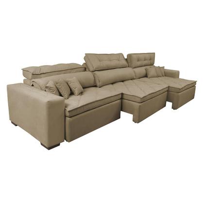 Imagem de Sofá Austin 3,22m Retrátil, Reclinável com Molas no Assento e Almofadas, Tecido Suede Castor