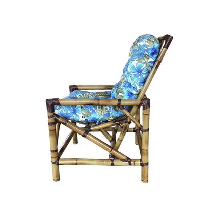 Imagem de Sofá Bambu 2 Lugares com Mesa e Almofadas Floral Azul Varanda