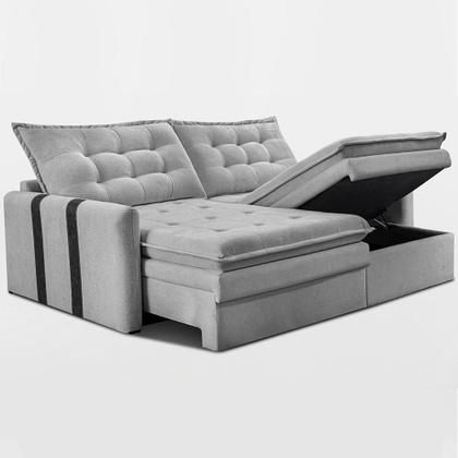 Imagem de Sofá Baú Sem Caixa Retrátil 1,60m SoftGel Petit Boucle Cinza Claro Cama inBox