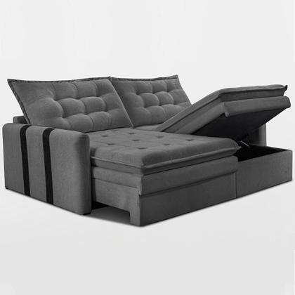 Imagem de Sofá Baú Sem Caixa Retrátil 1,60m SoftGel Petit Boucle Cinza Escuro Cama inBox