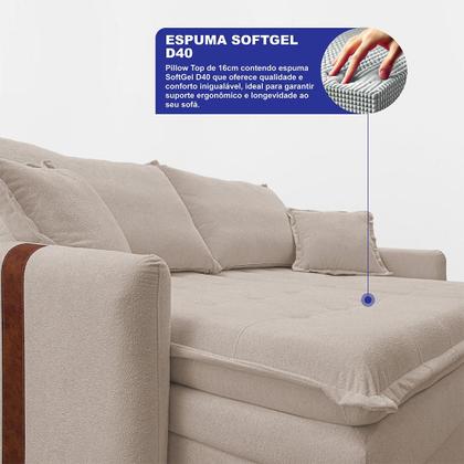 Imagem de Sofá Baú Sem Caixa Retrátil 1,80m SoftGel Bonnie Boucle Bege Claro Cama inBox