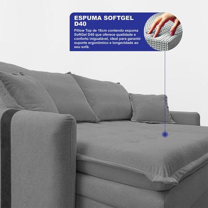 Imagem de Sofá Baú Sem Caixa Retrátil 1,80m SoftGel Bonnie Boucle Cinza Claro Cama inBox
