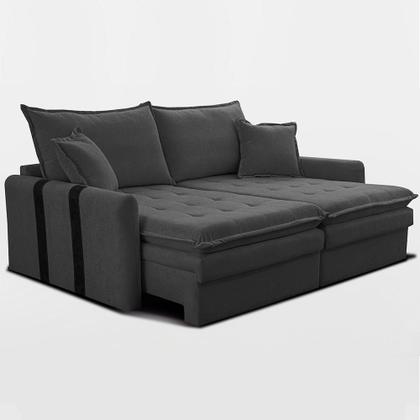 Imagem de Sofá Baú Sem Caixa Retrátil 1,80m SoftGel Bonnie Boucle Cinza Escuro Cama inBox