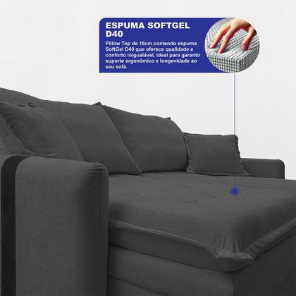 Imagem de Sofá Baú Sem Caixa Retrátil 1,80m SoftGel Bonnie Boucle Cinza Escuro Cama inBox