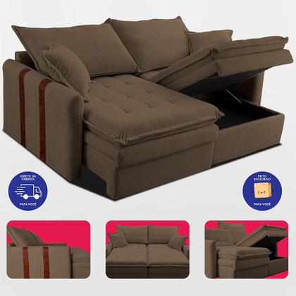 Imagem de Sofá Baú Sem Caixa Retrátil 1,80m SoftGel Bonnie Boucle Marrom Cama inBox