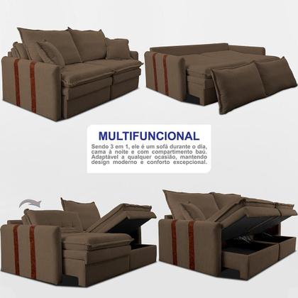 Imagem de Sofá Baú Sem Caixa Retrátil 1,80m SoftGel Bonnie Boucle Marrom Cama inBox