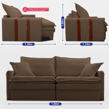 Imagem de Sofá Baú Sem Caixa Retrátil 1,80m SoftGel Bonnie Boucle Marrom Cama inBox