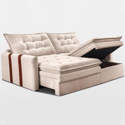 Imagem de Sofá Baú Sem Caixa Retrátil 1,80m SoftGel Petit Boucle Bege Claro Cama inBox