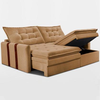 Imagem de Sofá Baú Sem Caixa Retrátil 1,80m SoftGel Petit Boucle Caramelo Cama inBox