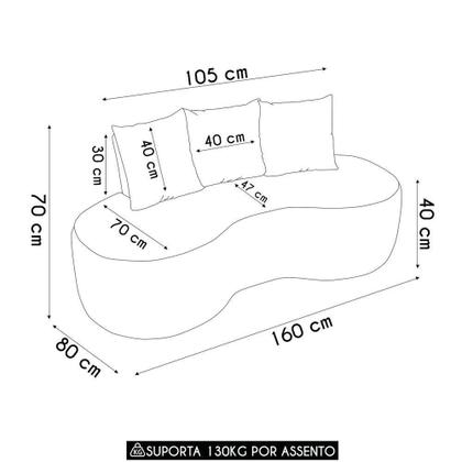 Imagem de Sofá Benin 2 Lugares Fixo 160CM Marrom material sintético D'Rossi