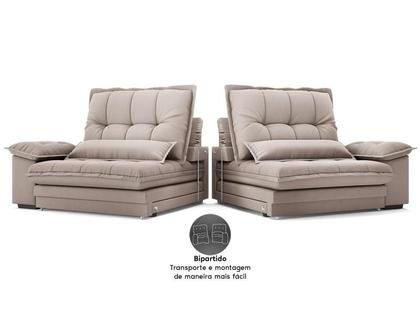 Imagem de Sofá Bergamo 2,10m Assento Retrátil e Reclinável Velosuede Bege - NETSOFAS