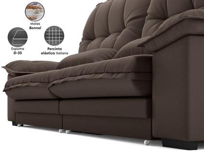 Imagem de Sofá Bergamo 2,10m Assento Retrátil e Reclinável Velosuede Chocolate - NETSOFAS