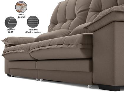 Imagem de Sofá Bergamo 2,10m Assento Retrátil e Reclinável Velosuede Marrom - NETSOFAS