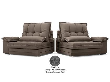 Imagem de Sofá Bergamo 2,10m Assento Retrátil e Reclinável Velosuede Marrom - NETSOFAS