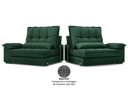 Imagem de Sofá Bergamo 2,10m Assento Retrátil e Reclinável Velosuede Verde - NETSOFAS