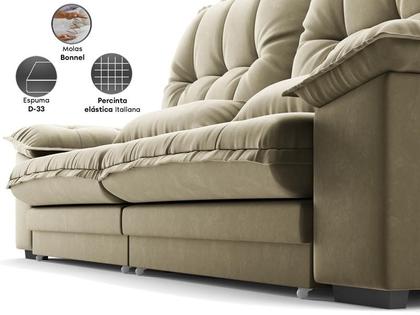 Imagem de Sofá Bergamo 2,10m Retrátil e Reclinável Veludocristal Fendi - NETSOFAS