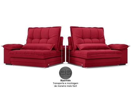 Imagem de Sofá Bergamo 2,30m Assento Retrátil e Reclinável Velosuede Vermelho - NETSOFAS