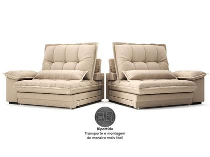 Imagem de Sofá Bergamo 2,30m Retrátil e Reclinável Linho Soft Bege - NETSOFAS