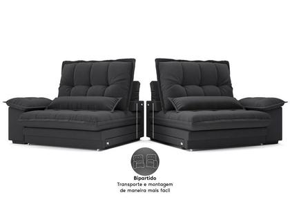 Imagem de Sofá Bergamo 2,30m Retrátil e Reclinável Linho Soft Grafite - NETSOFAS