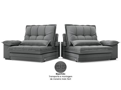 Imagem de Sofá Bergamo 2,50m Assento Retrátil e Reclinável Velosuede Grafite - NETSOFAS