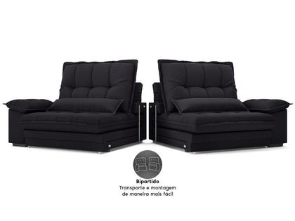 Imagem de Sofa Bergamo 2,50m Assento Retratil e Reclinavel Velosuede Preto - NETSOFAS