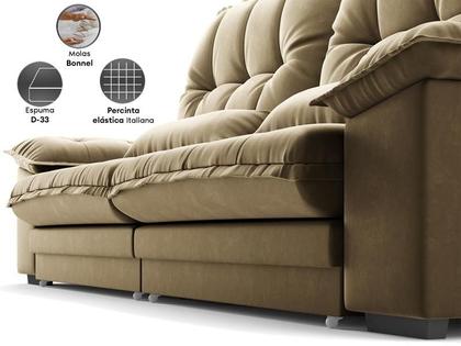 Imagem de Sofá Bergamo 2,50m Retrátil e Reclinável Veludocristal Castor - NETSOFAS