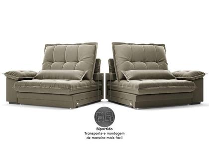 Imagem de Sofá Bergamo 2,50m Retrátil e Reclinável Veludocristal Fendi - NETSOFAS