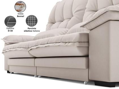 Imagem de Sofa Bergamo 2,90m Assento Retratil e Reclinavel Velosuede Areia - NETSOFAS