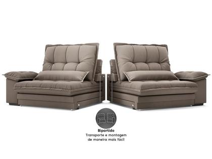 Imagem de Sofá Bergamo 2,90m Assento Retrátil e Reclinável Velosuede Capuccino - NETSOFAS