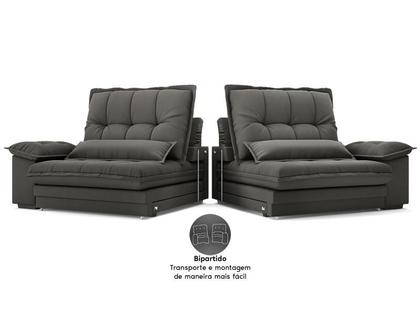 Imagem de Sofá Bergamo 2,90m Assento Retrátil e Reclinável Velosuede Cinza - NETSOFAS