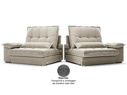 Imagem de Sofá Bergamo 2,90m Retrátil e Reclinável Veludocristal Areia - NETSOFAS