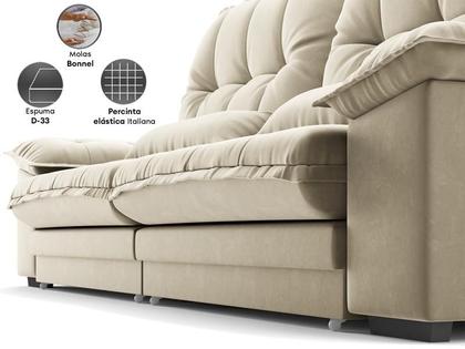 Imagem de Sofá Bergamo 2,90m Retrátil e Reclinável Veludocristal Areia - NETSOFAS