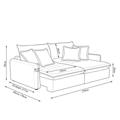 Sofá Bipartido 250cm Retrátil Reclinável Almofadas Caixa Zero Sydney Veludo Cinza G93 - Gran Belo Imagem de Sofá Bipartido 250cm Retrátil Reclinável Almofadas Caixa Zero Sydney Veludo Cinza G93 - Gran Belo