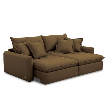 Imagem de Sofá Bipartido 270cm Retrátil Reclinável Almofadas Caixa Zero Sydney Veludo Marrom G93 - Gran Belo