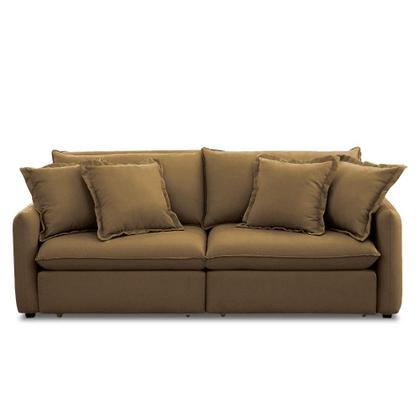 Imagem de Sofá Bipartido 270cm Retrátil Reclinável Almofadas Caixa Zero Sydney Veludo Marrom G93 - Gran Belo