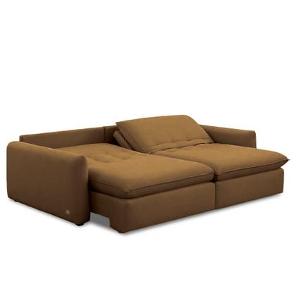Imagem de Sofá Bipartido 270cm Retrátil Reclinável Almofadas Caixa Zero Sydney Veludo Marrom G93 - Gran Belo