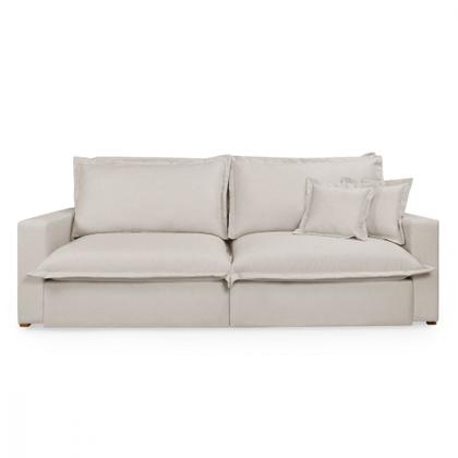 Imagem de Sofá Caixa Zero Retrátil Reclinável com Molas Ensacadas no Assento Tecido Linho Cru 2,00M