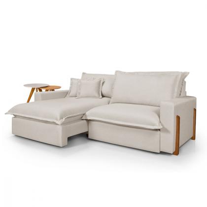 Imagem de Sofá Caixa Zero Retrátil Reclinável com Molas Ensacadas no Assento Tecido Linho Cru 2,00M