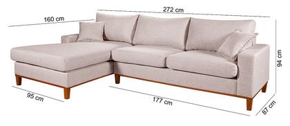 Imagem de Sofá California 4 Lugares Living Chaise Linho Lado Direito