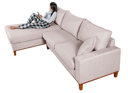 Imagem de Sofá California 4 Lugares Living Chaise Linho Lado Direito