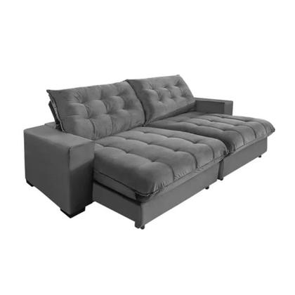 Imagem de Sofá Califórnia Retrátil e Reclinável 4 Lugares 2,30m com Molas Ensacadas e Pillow Cinza 