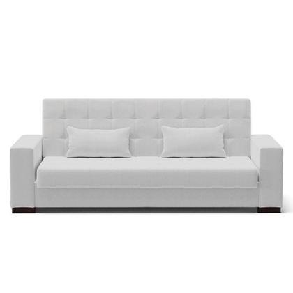 Imagem de Sofá Cama 02 Lugares Linho Cinza Pés De Madeira