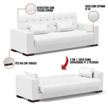 Imagem de Sofá Cama 02 Lugares Lisboa material sintético - D'Rossi Cor Branco