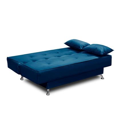 sofá cama 1,80m Flor Suede Azul Adonai Estofados Imagem de sofá cama 1,80m Flor Suede Azul Adonai Estofados