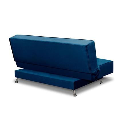 sofá cama 1,80m Flor Suede Azul Adonai Estofados Imagem de sofá cama 1,80m Flor Suede Azul Adonai Estofados