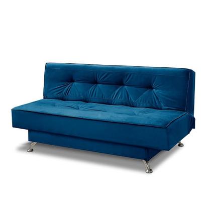 sofá cama 1,80m Flor Suede Azul Adonai Estofados Imagem de sofá cama 1,80m Flor Suede Azul Adonai Estofados