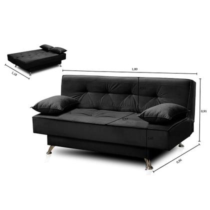 Imagem de sofá cama 1,80m Flor Suede Preto Adonai Estofados