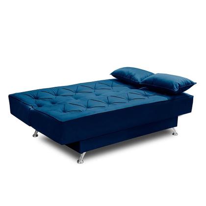sofá cama 1,80m Isa Suede Azul Adonai Estofados Imagem de sofá cama 1,80m Isa Suede Azul Adonai Estofados