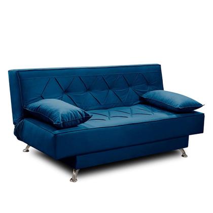 Imagem de sofá cama 1,80m Isa Suede Azul Adonai Estofados